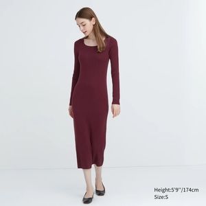 Uniqlo Long Sleeve Dress - Burgundy